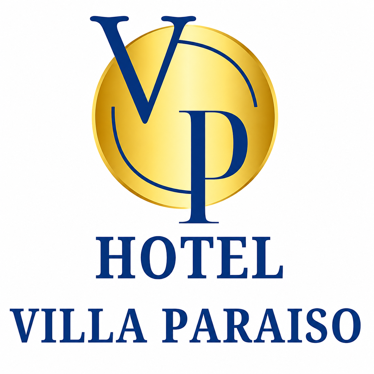 Hotel Villa Paraíso, monograma VP azul y dorado